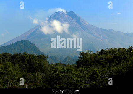 Merapi volcano, Mountain of Fire in Java. It is the most active volcano in Indonesia. Stock Photo