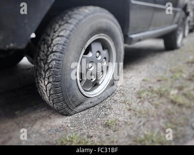 flat tire Stock Photo