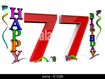 Happy 77. Birthday Stock Photo
