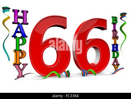 Happy 66. Birthday Stock Photo