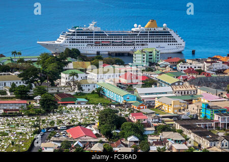 Cruise Ship Adonia Roseau Town Dominica West Indies Stock Photo