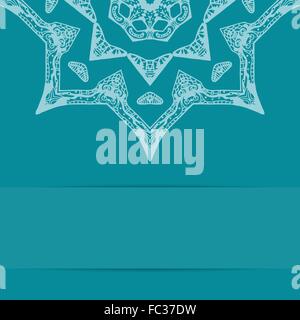 Turquoise blue card with ornate pattern and copy space Stock Vector