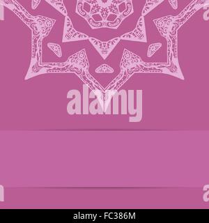 Pink card with ornate zentagle style pattern Stock Vector