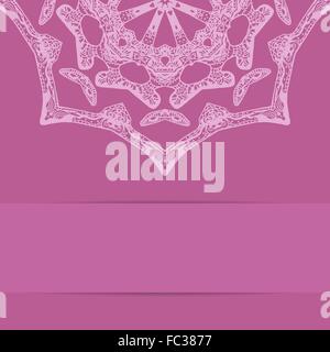 Pink card with ornate zentagle style pattern Stock Vector