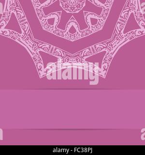 Pink card with ornate zentagle style pattern Stock Vector