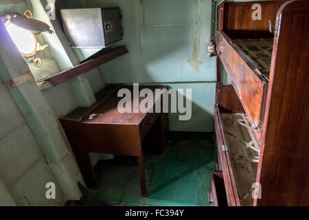 bedroom cabin on the old ship Stock Photo