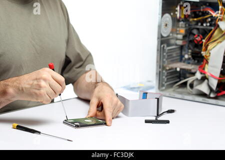 working on computer technology Stock Photo
