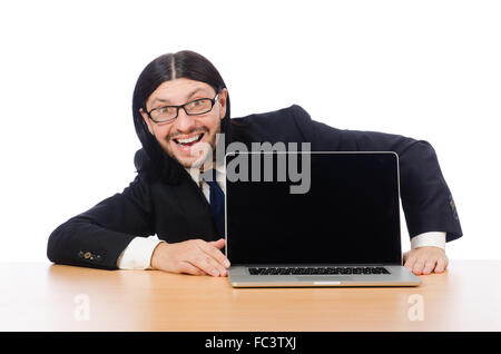 Businessman in business concept isolated on white Stock Photo