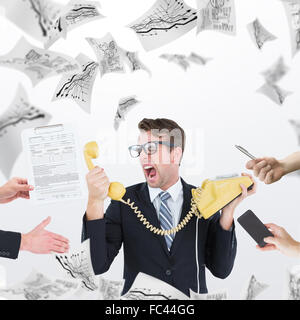 Composite image of businessman in suit offering his hand Stock Photo