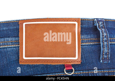 Blank label on jeans Stock Photo