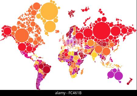 Political abstract dot world map with countries, vector illustration  map source NASA Public Domain Stock Vector