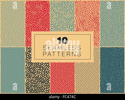 Set of Ten Vector Seamless Organic Rounded  Patterns Stock Vector