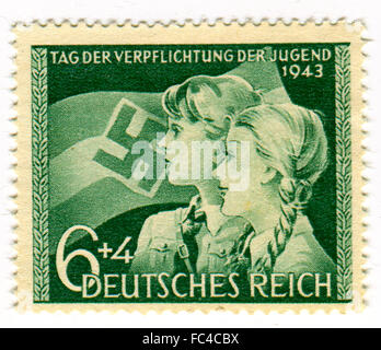 GOMEL,BELARUS - JANUARY 2016: A stamp printed in Germany shows image of the German youth, circa 1943. Stock Photo