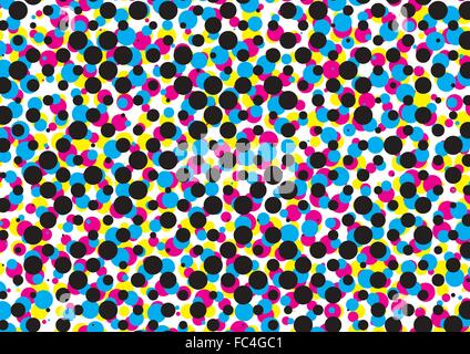 cyan, magenta, yellow, black, dot pattern, abstract vector background Stock Vector