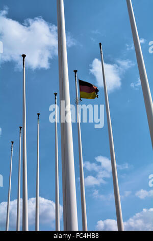 flagpoles with Germany flag Stock Photo