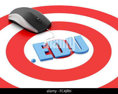 3d computer mouse and word EDU on target Stock Photo