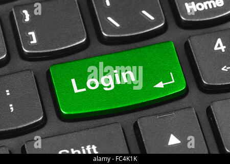 Computer notebook keyboard with Login key Stock Photo