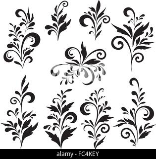 Abstract floral patterns, silhouettes Stock Vector Image & Art - Alamy