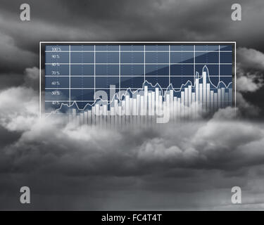 Collage of diagrams against sky and clouds Stock Photo