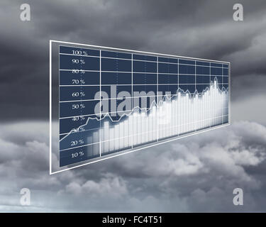 Collage of diagrams against sky and clouds Stock Photo