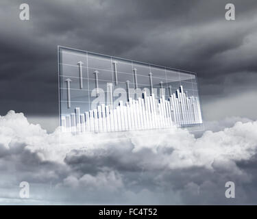 Collage of diagrams against sky and clouds Stock Photo