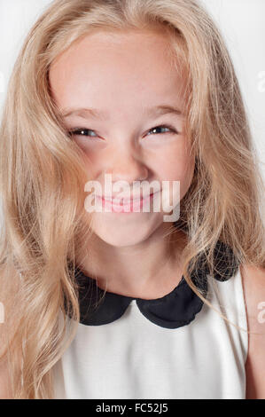 Closeup portrait of happy little girl Stock Photo