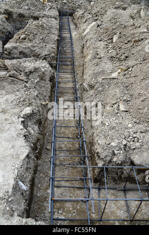 basement trench ready to cast Stock Photo