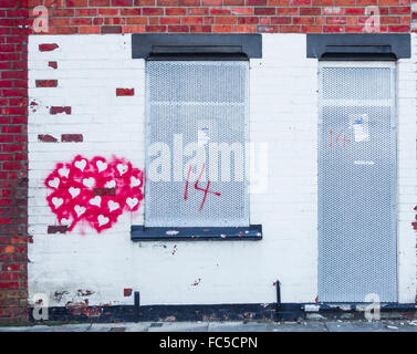 Boarded up house in area used to house asylum seekers in Middlesbrough, north east England, UK Stock Photo