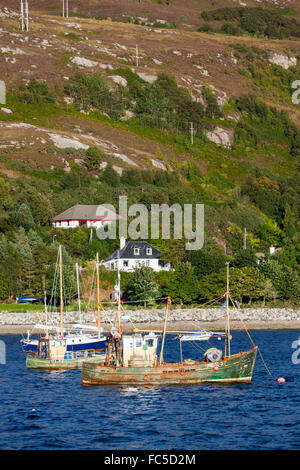 Fishing boats in Ullapool harbour, Ross-shire, Scottish Highlands, Scotland. Stock Photo