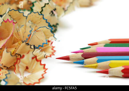 Sharp, sharpened colored pencils Stock Photo