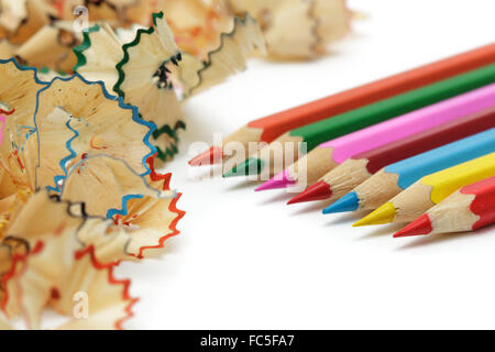 Sharp, sharpened colored pencils Stock Photo