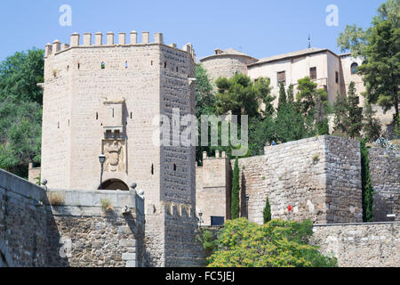 Defenses of the Roman bridge Stock Photo