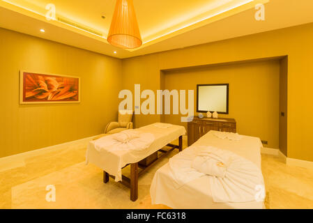 Spa room with many beds Stock Photo