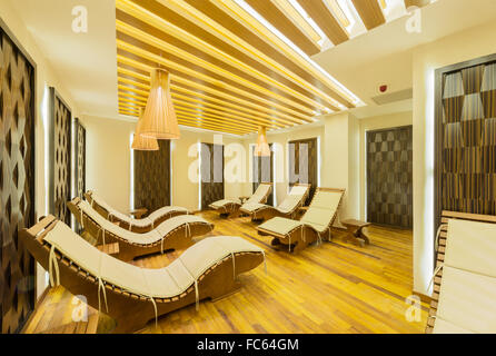 Spa room with many beds Stock Photo