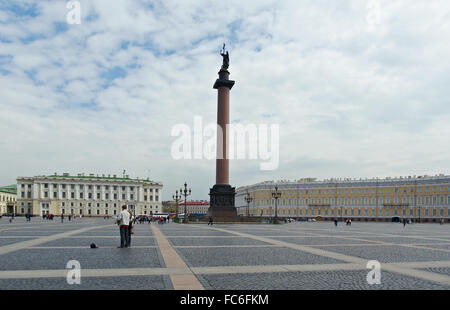 Alexander Column in the Palace Square Stock Photo