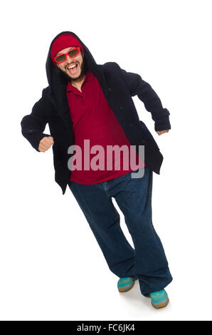 Overweight man isolated on the white Stock Photo