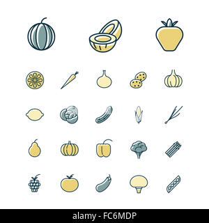 Thin line icons for fruits and vegetables Stock Photo - Alamy