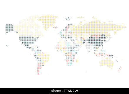 Dotted World map of square dots on dark background Stock Photo - Alamy