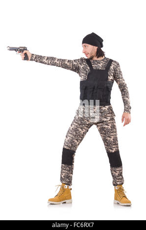 Young handsome soldier (sniper) aiming a machine gun Stock Photo - Alamy