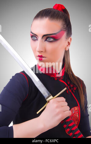 Woman in japanese martial art concept Stock Photo