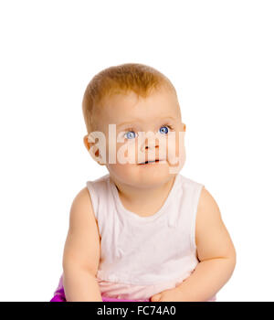 Portrait of baby girl. Studio. Isolated Stock Photo