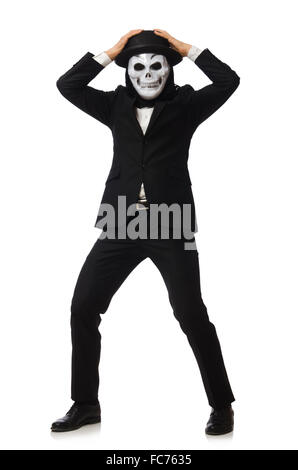 Man with scary mask isolated on white Stock Photo
