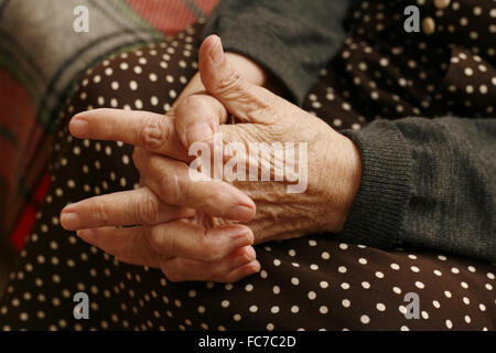 Hands of the elderly woman Stock Photo