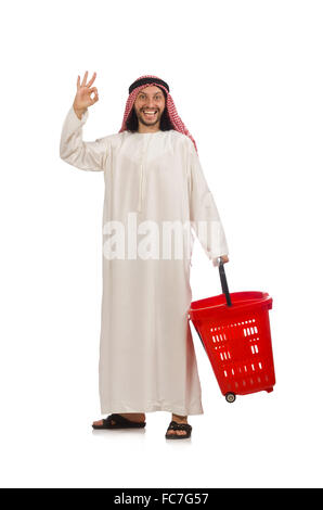 Arab man doing shopping isolated on white Stock Photo