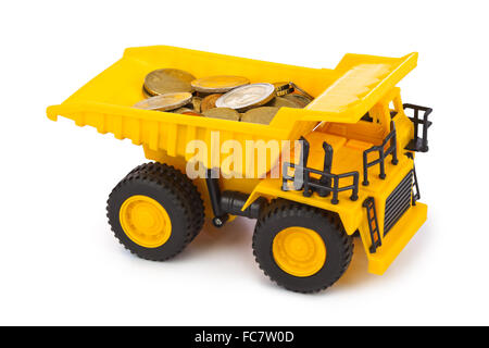 Toy car truck with money coins Stock Photo