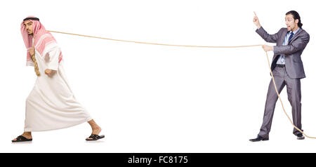 Tug of war concept isolated on white Stock Photo