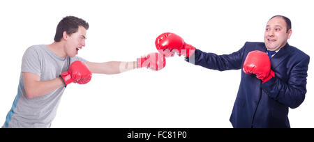 Pair in funny boxing concept Stock Photo