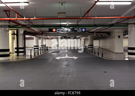 At the Basement Parking, carpark with signboard and details Stock Photo