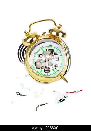 Broken alarm clock Stock Photo
