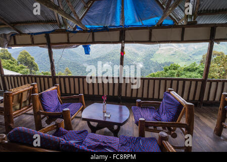 terrace of The Bwindi Lodge, Bwindi Impenetrable National Park, Buhoma, Uganda, Africa Stock Photo